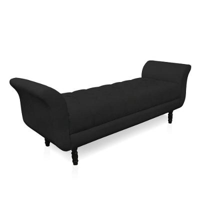 Recamier Olinda Veludo 160 Cm Pés Torneados Castanhos - D'rossi Cor Preto
