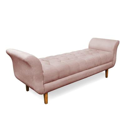 Recamier Olinda Veludo 160 Cm Pés Chanfrado Castanhos - D'rossi Cor Rose