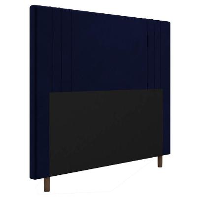 Cabeceira Box Solteiro Ferrara 90cm Veludo Azul Marinho