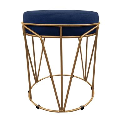 Puff Babu Suede Base Dourado D´rossi Azul Marinho