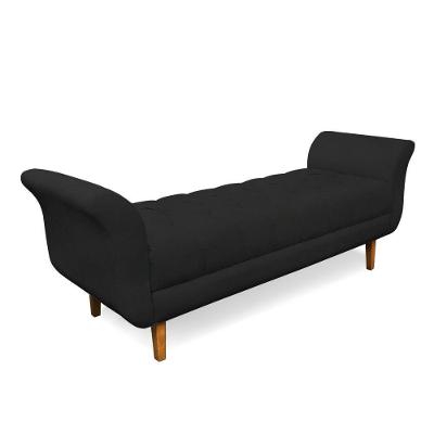 Recamier Olinda Veludo Preto 160 Cm Pés Chanfrado Castanhos - D'rossi