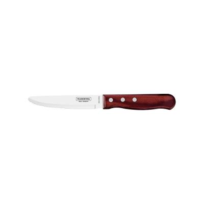 Faca Para Churrasco Jumbo Tramontina Com Lâmina Em Aço Inox E Cabo Em Madeira Polywood Vermelho 5" Tramontina