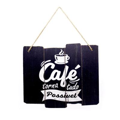 Quadro De Madeira Café Torna Tudo Possível 25,5x30x1,5 Cm