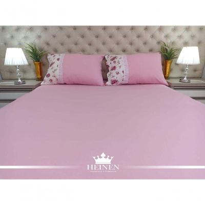 Jogo De Cama Solteiro 2 Pçs Em Malha 100% Algodão Rosa