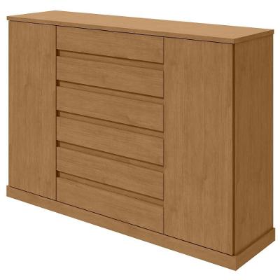 Cômoda Vedra 7 Gavetas 2 Portas Amêndoa Clean