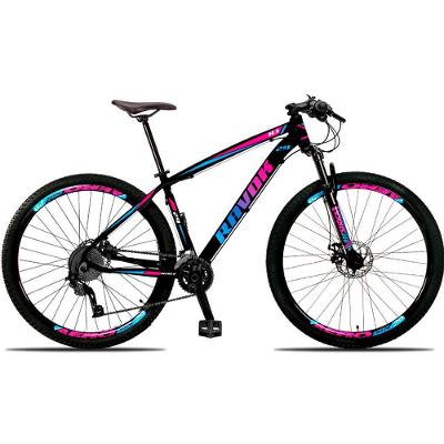 Bicicleta  Aro 29 Alumínio 21 Velocidades Shimano Suspensão Freio A Disco Cor: Azul E Rosa Tam: 19"