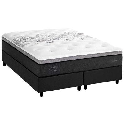 Conjunto Box Baú King: Colchão Molas Ensacadas Partenon C1629 Pillow Top + Base Crc Suede Gray)