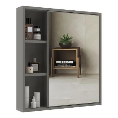 Espelheira Para Banheiro 60cm Com Nichos Multimóveis Cr10112 Cimento Cimento