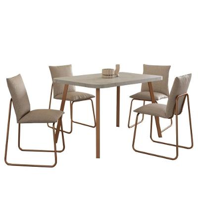 Conjunto Sala De Jantar 4 Cadeiras Monte-carlo Carraro Pet Ros