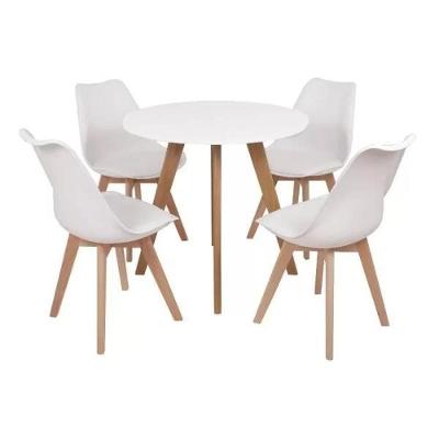 Conjunto Mesa Leda Branca 90 Cm + 4 Cadeiras Leda Brancas
