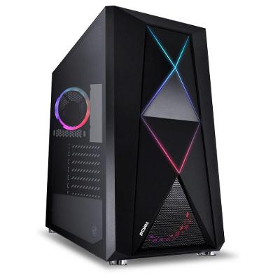 Gabinete Mid-tower Dimension Preto Com Led E Fan Traseiro Rgb - Lateral Em Vidro Temperado - Diptrgb1fcv