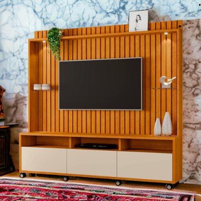 Estante Home Tvs 60" 4 Portas Absoluto Naturalle E Off Ripado Carmolar