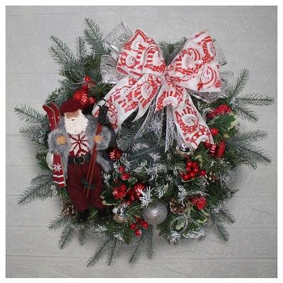 Guirlanda Natalina Enfeite De Porta Papai Noel Esquiador 60cm