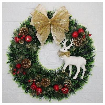 Guirlanda Natalina Enfeite De Porta Natal Com Rena 45cm