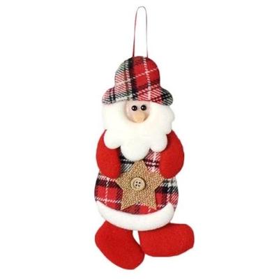 Enfeite Pendente árvore Natal Papai Noel Xadrez 17cm