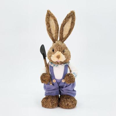 Coelho De Páscoa Enfeite De Palha Coelhinho Trabalhador 46cm