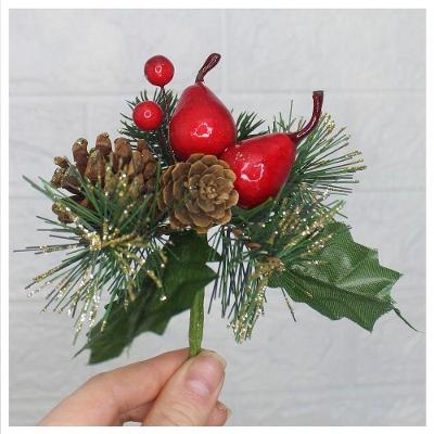Kit 8 Ramos Pera Decoração De Natal Artificial Com Brilho 16cm