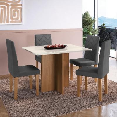 Conjunto Sala De Jantar Fidelitá Itália 110cm Com 4 Cadeiras Freijó/off-white Assento Grafite