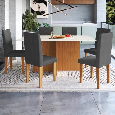 Conjunto Sala De Jantar Fidelitá Itália 170cm Com 6 Cadeiras Freijó/off-white Assento Grafite