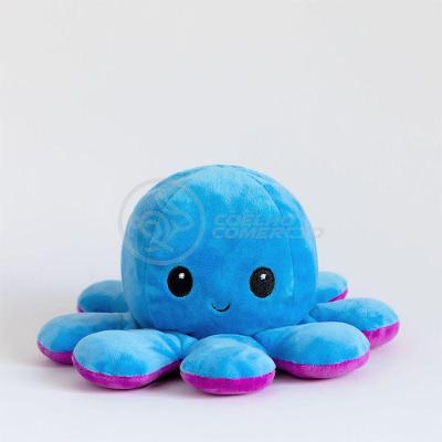 Polvo Reversível De Pelúcia Humor Feliz E Bravo Azul E Roxo