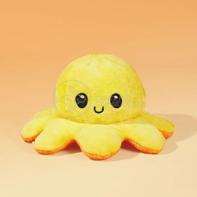 Polvo Reversível De Pelúcia Feliz E Bravo Laranja E Amarelo