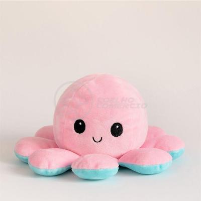 Polvo Reversível De Pelúcia Feliz E Bravo Rosa E Azul