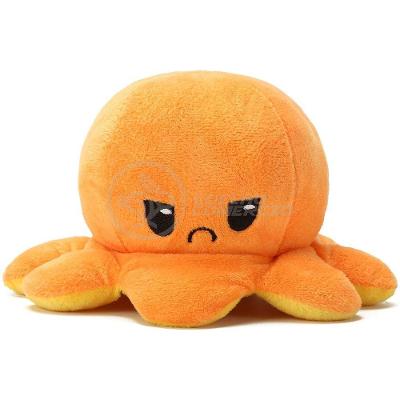 Polvo Reversível De Pelúcia Feliz E Bravo Laranja E Amarelo