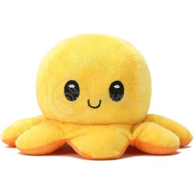 Polvo Reversível De Pelúcia Feliz E Bravo Laranja E Amarelo