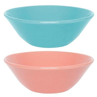 Kit Tigelas Conic Azul Claro E Rosa 12 Peças Oxford Cerâmica 500ml