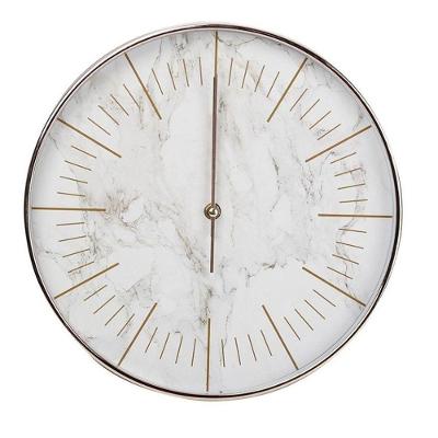 Relógio De Parede Rose Gold 30cm Fundo Em Desenhos De Mármore