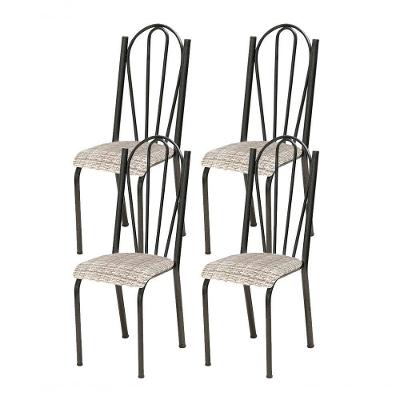Kit 04 Cadeiras Tubular Branca 021 Assento Rattan Rattan