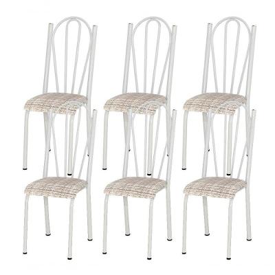 Kit 06 Cadeiras Tubular Branca 021 Assento Rattan Rattan