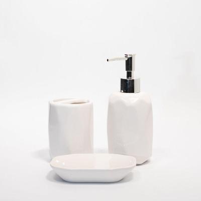 Kit Jogo De Banheiro Branco Em Cerâmica 3 Peças
