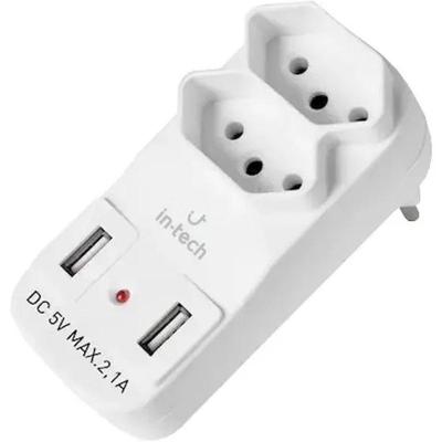 Plug Adaptador De Tomada C/ 2 Entradas + 2 Usb Yp8114