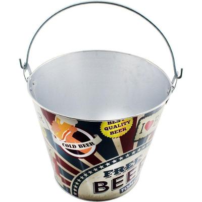 Kit 2 Baldes De Gelo Para Cerveja Estampado Em Metal Galvanizado 4,8 Litros
