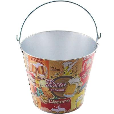 Kit 2 Baldes De Gelo Para Cerveja Estampado Em Metal Galvanizado 4,8 Litros
