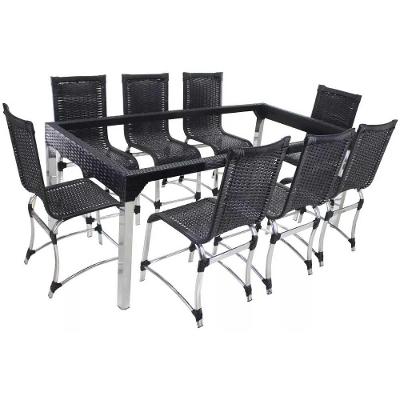 8 Cadeiras E Mesa Haiti Alumínio Cozinha  Preto