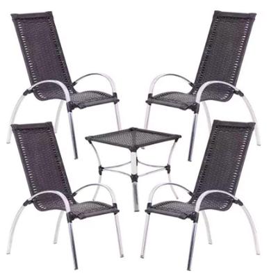 Jogo De 4 Cadeiras E Mesa Em Alumínio Garden  Preto
