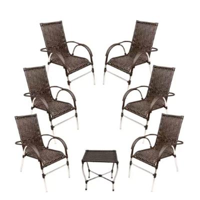 Kit 6 Cadeiras E Mesa Vênus Churrasco Trama Preto
