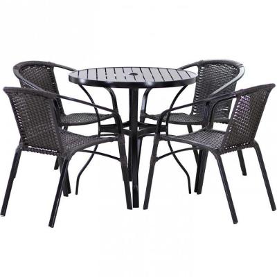 Conjunto 4 Cadeiras E Mesa Floripa Tampo Ripado Trama Preto