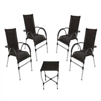 Jogo 4 Cadeiras E Mesa E Jardim  Preto
