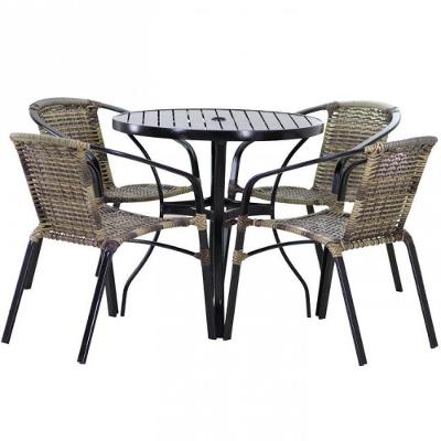 Conjunto 4 Cadeiras E Mesa Floripa Tampo Ripado Trama Capuccino