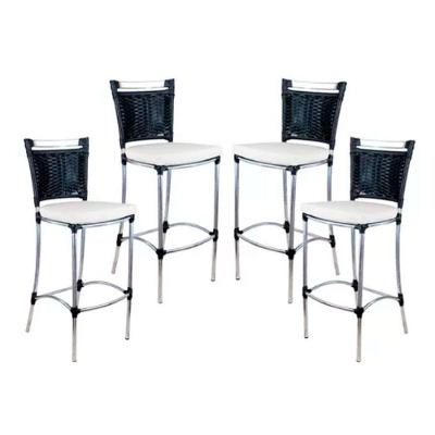 Kit 4 Banquetas Em Alumínio Jk Para Cozinha  Preto