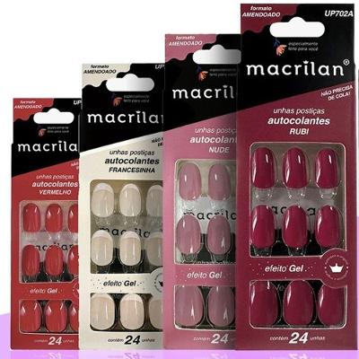 Macrilan Unhas Postiças Formato Amendoado Renda Autocolantes Efeito Gel (24 Unidades)