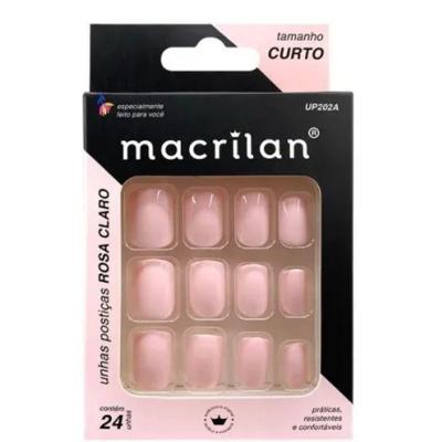 Macrilan Unhas Postiças Tamanho Curto Rosa Claro Up202a (24 Unidades)