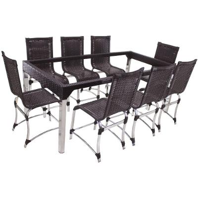 10 Cadeiras Haiti E Mesa De Jantar 240x100 Alumínio Preto