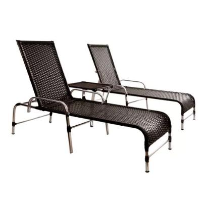 Kit 2 Cadeiras Espreguiçadeiras Catar E Mesa Garden Trama Preto