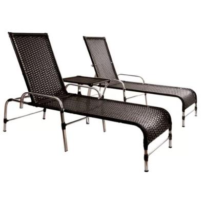 Kit Espreguiçadeiras Catar E Mesa Garden Confortável Trama Preto