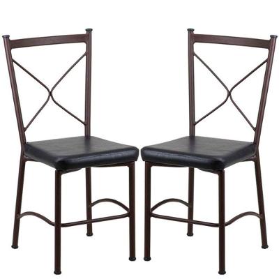 2 Cadeira Buffet Em Alumínio Para Cozinha, Restaurante, Marrom Com Preto