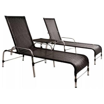 Kit 2 Espreguiçadeiras Catar E Mesa Garden  Preto